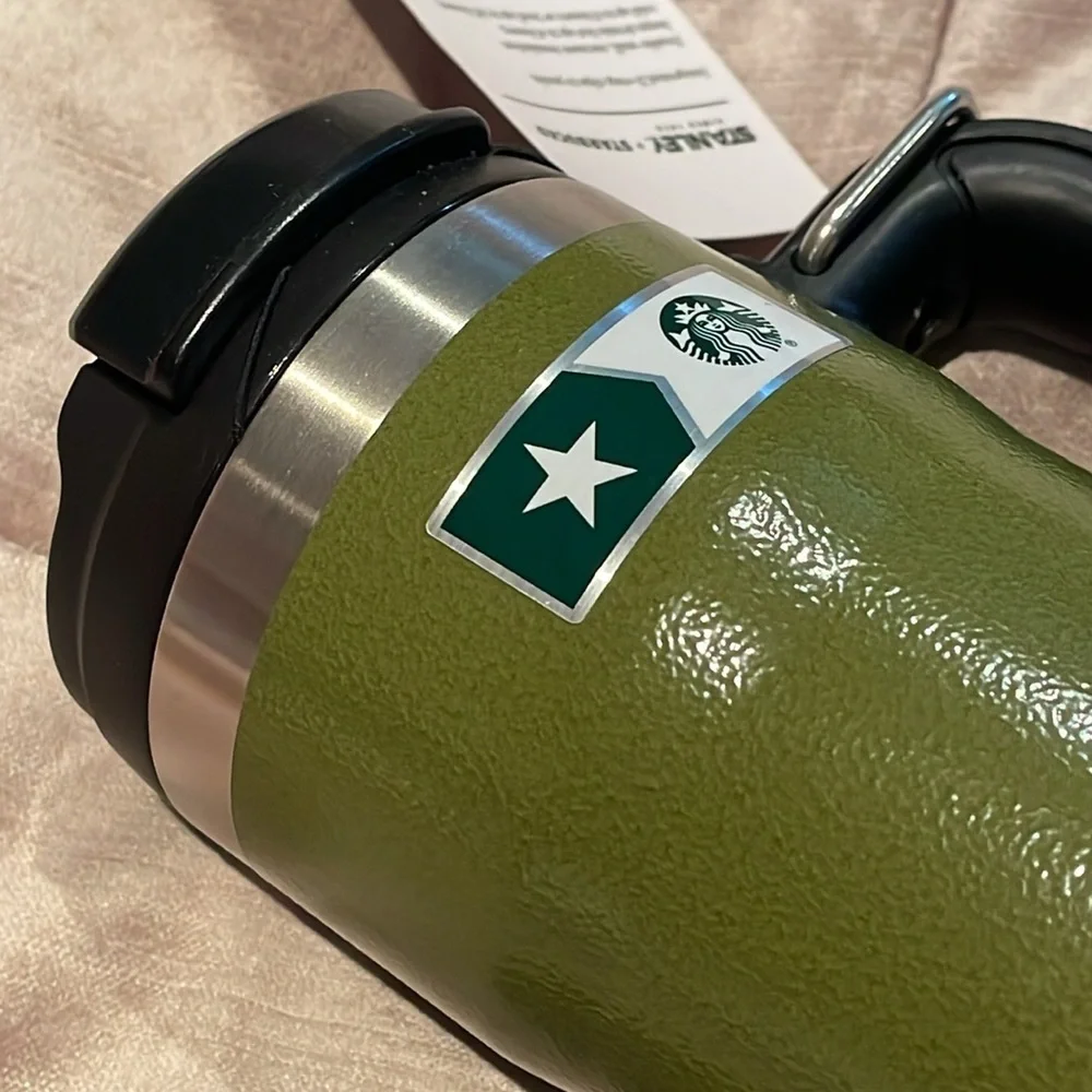 Starbucks Stanley Army Military Commitment Stainless Steel Tumbler Handle New